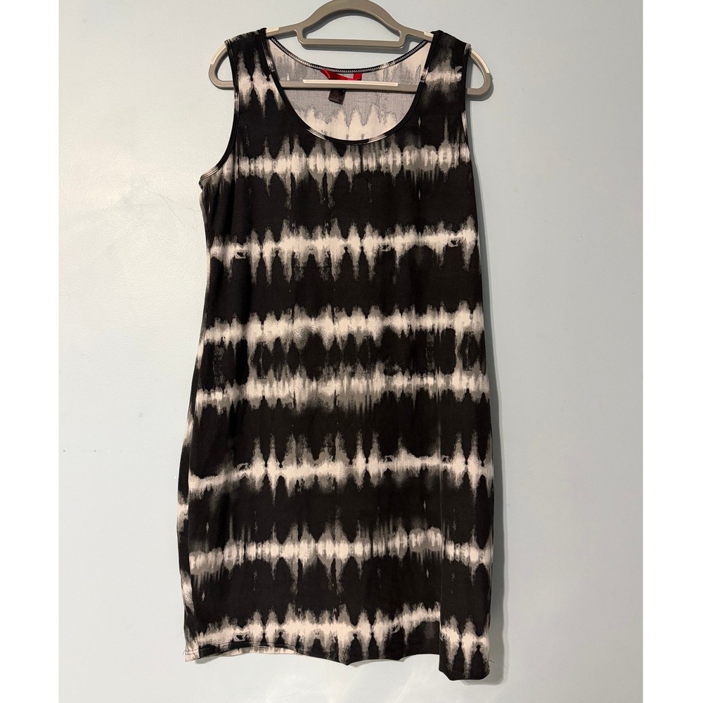 Hot Kiss 3X Sleeveless Tie Dye Tank Dress Black White Grey 2524